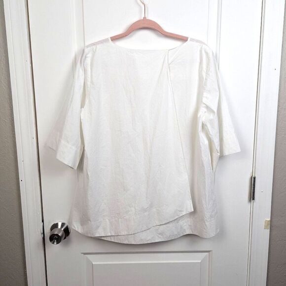 COS | White Crisp Cotton Short Sleeve Blouse Size US 8 - Picture 2 of 7